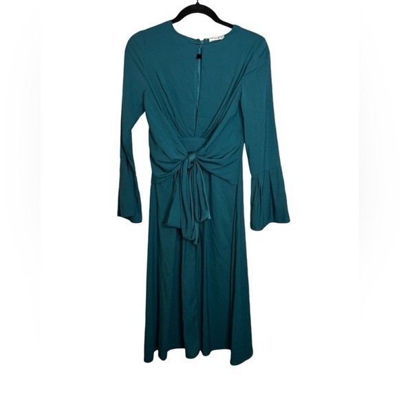 Tome Teal Tie Waist Keyhole Midi Dress Size 2 - Picture 3 of 13